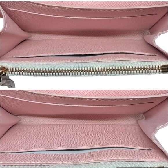 Louis Vuitton Rosalie Coin Purse Wallet Damier Azur Canvas Pink Leather Interior - Picture 10 of 11